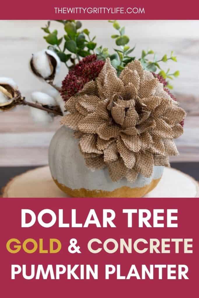 Dollar tree gold and concrete pumpkin planter