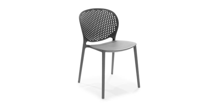 Image of black metal dot dining chair