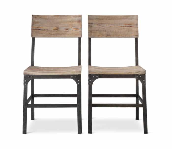 Picture of weathered wood and metal dining chairs