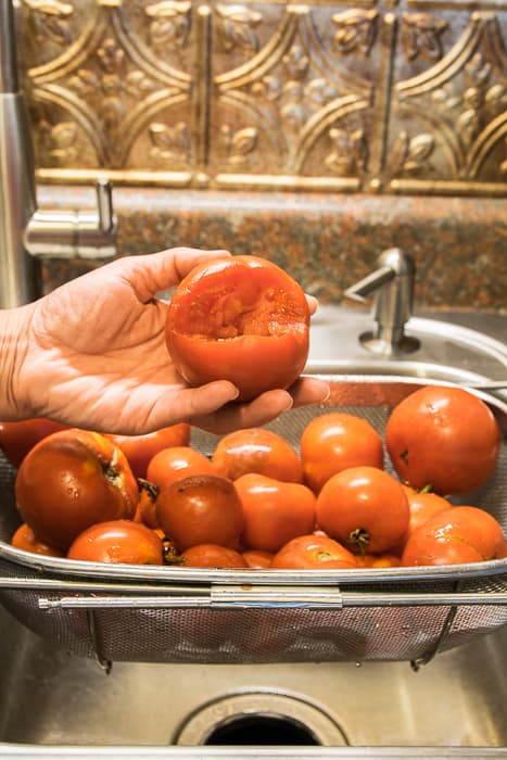 Picture of cored tomato held up