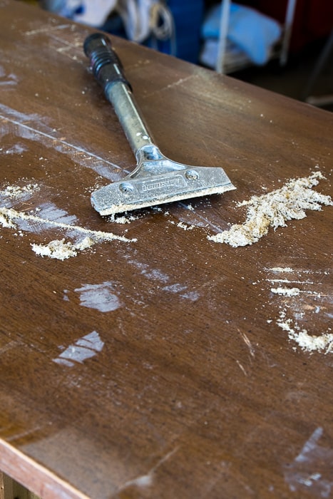 Picture of top of dresser with scraper