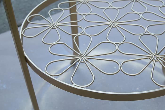 picture of gold spray painted floral element of Ikea Klingsbo table