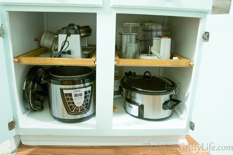 The newly painted interior of the cabinet is fresh and clean