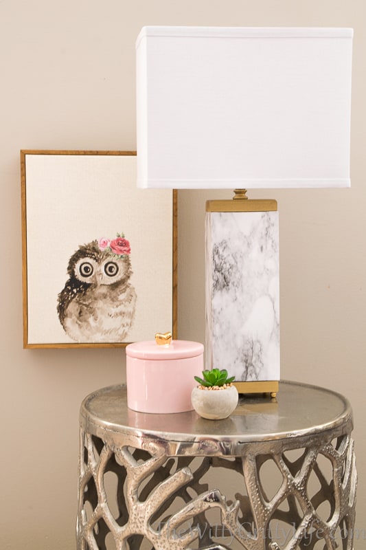 marble lamp with rectangular shade