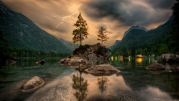 stormy mountain lake