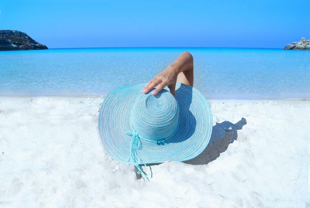 relaxing on a white sandy beach