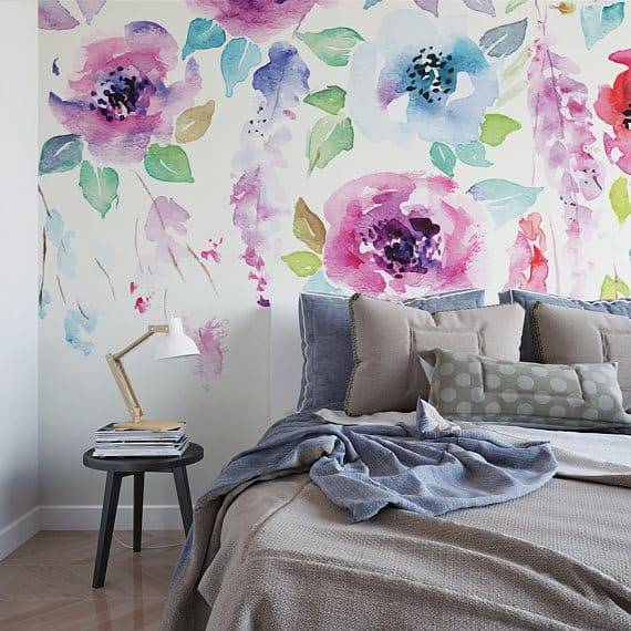 large scale floral temporary wallpaper