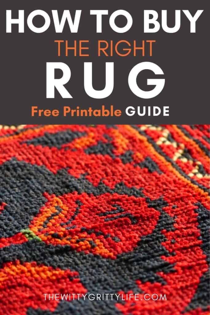 pinterest image for how to buy the right rug the first time