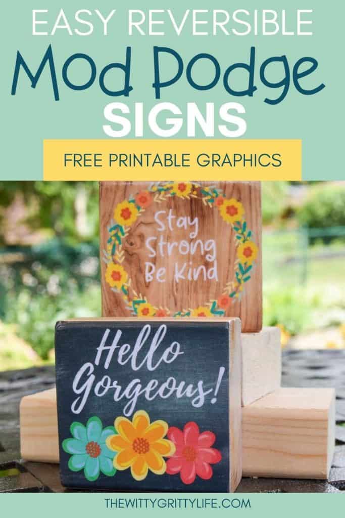 EASY REVERSIBLE MOD PODGE SIGNS WITH SAYINGS 