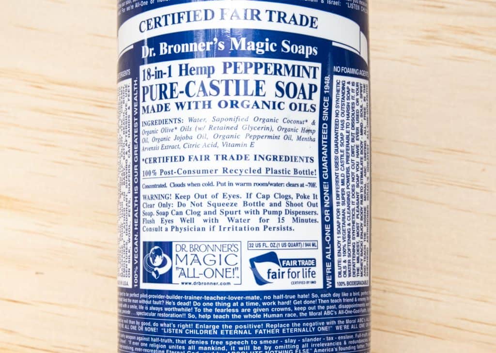 Dr Bronner's castile soap label