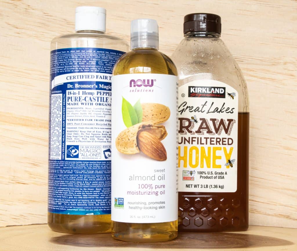 castile soap, almond oil and honey