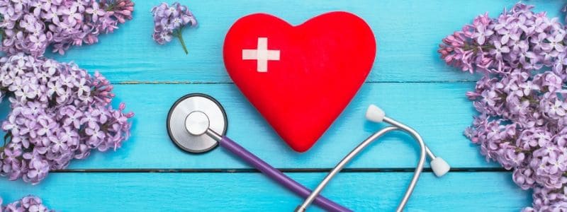 image of heart, stethoscope and lilacs