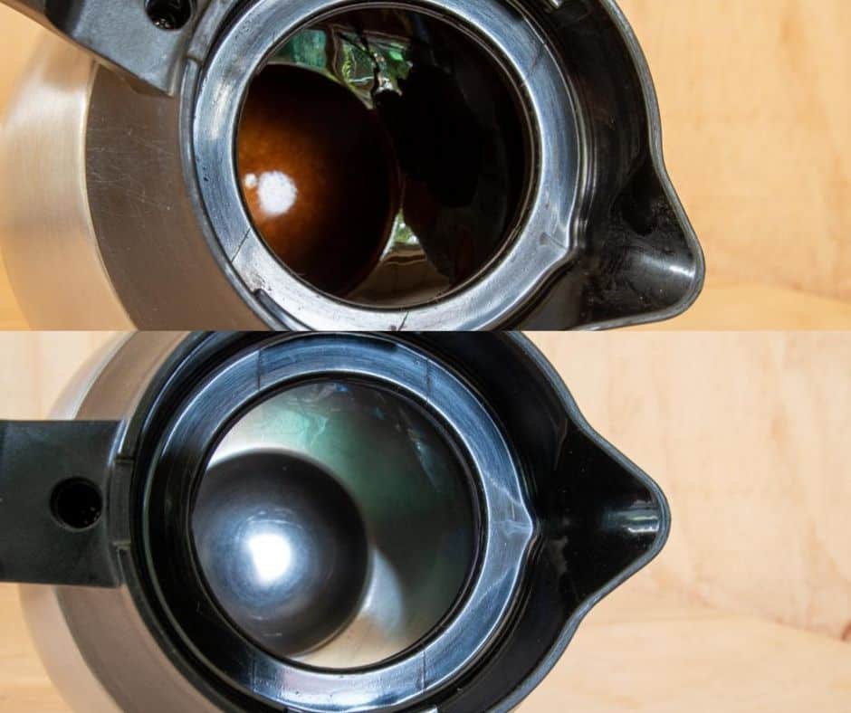 Before and after pictures of thermal coffee pot