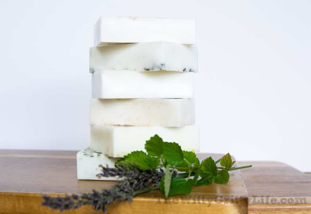 a stack of homemade soap