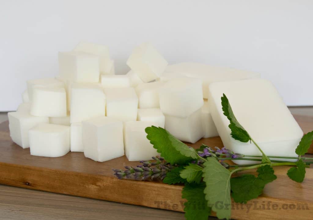 melt and pour soap cut into chunks for homemade soap