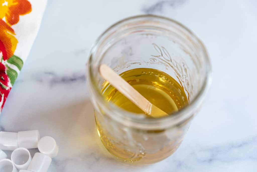 completely melted ingredients for diy lip balm