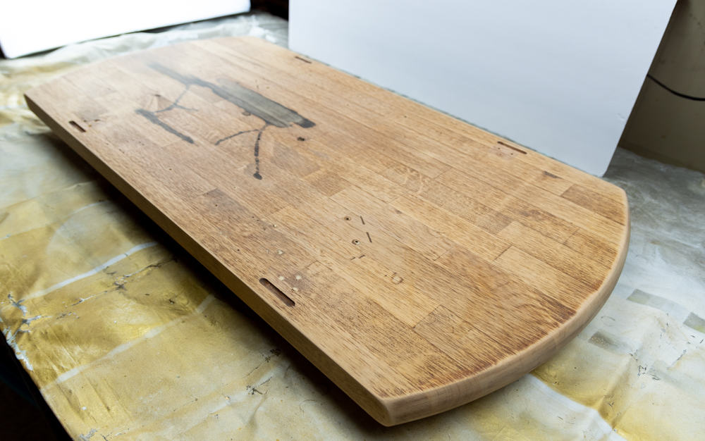 Butcher block slab for coffee table