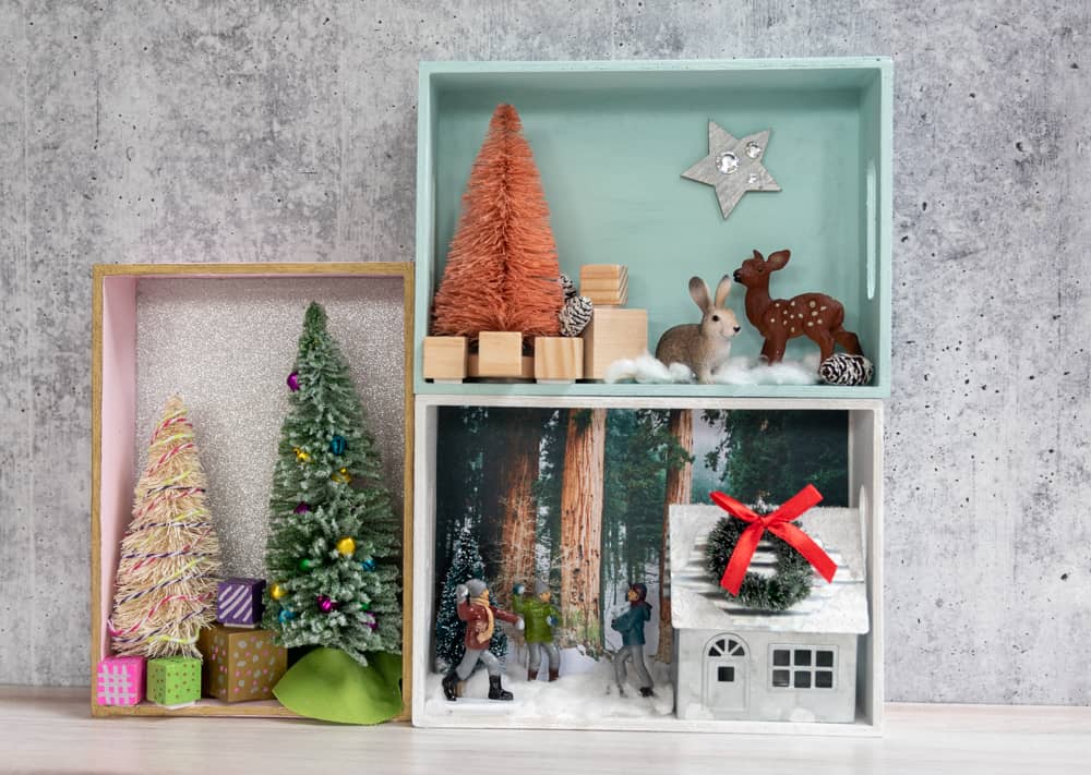 three winter shadow boxes